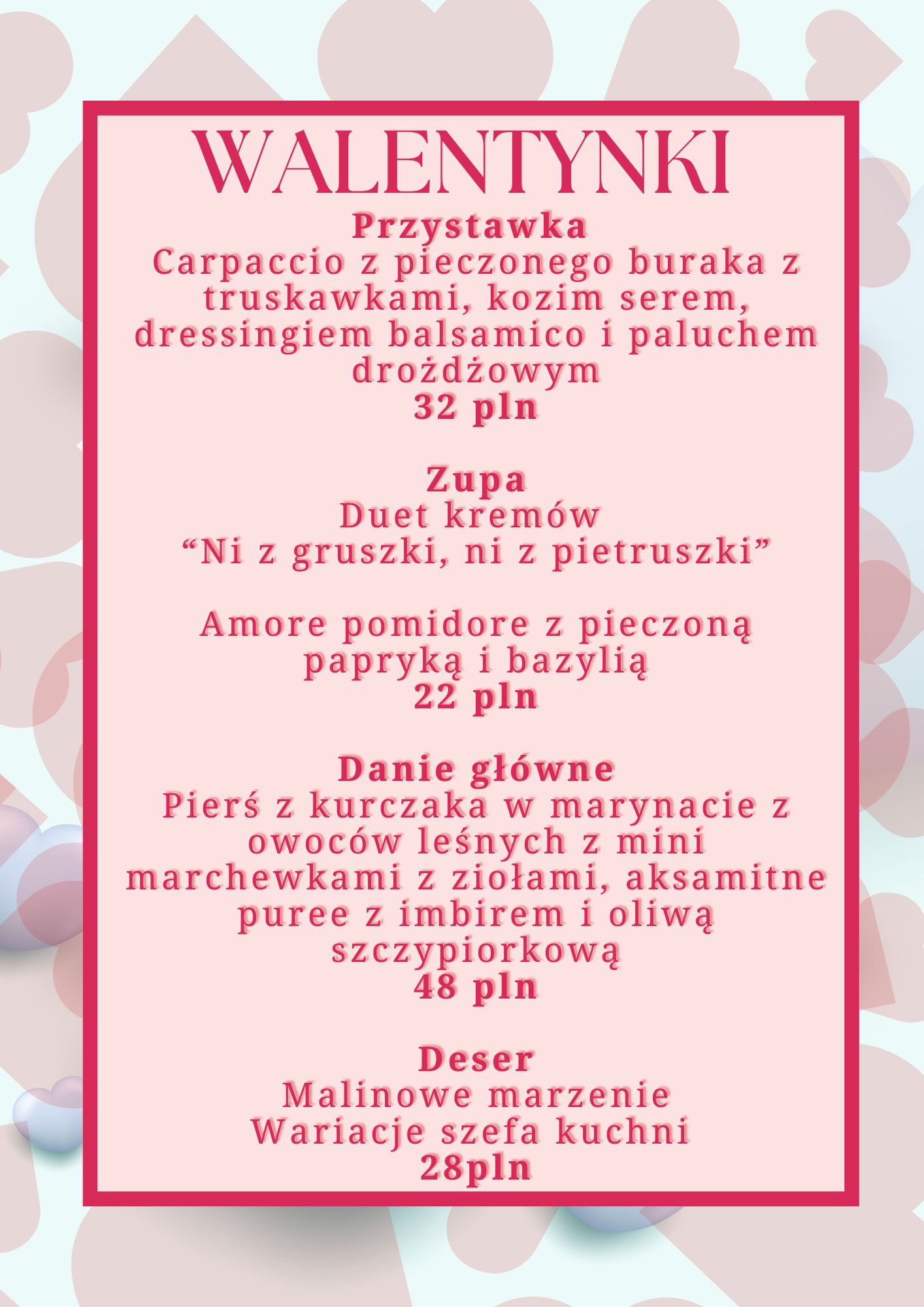 menu na walentynki 2026 
